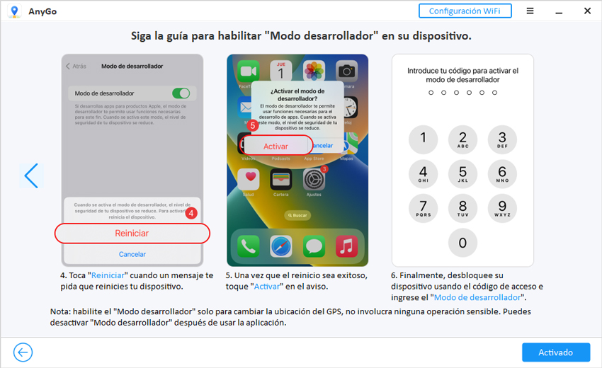 activar el modo desarrollador anygo ganar con-exito