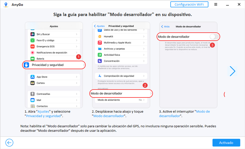 activar modo desarrollador anygo ganar