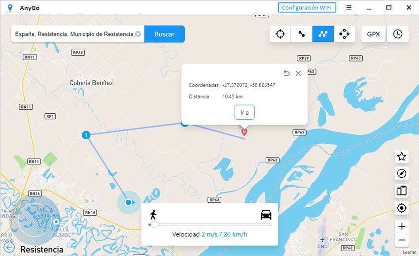 multi punto ruta interfaz anygo ganar