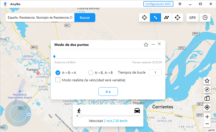 pausa dos puntos ruta ganar