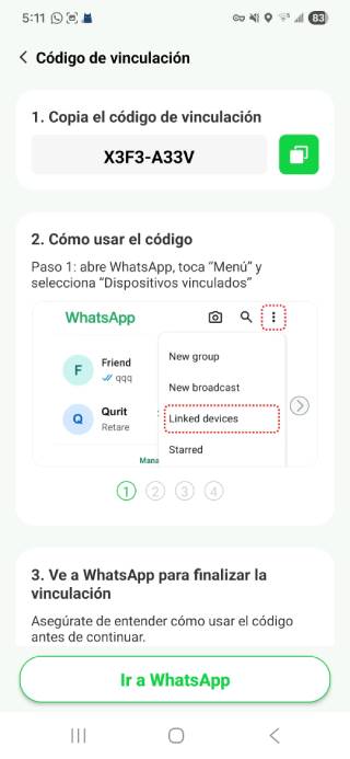 whatsapp link code